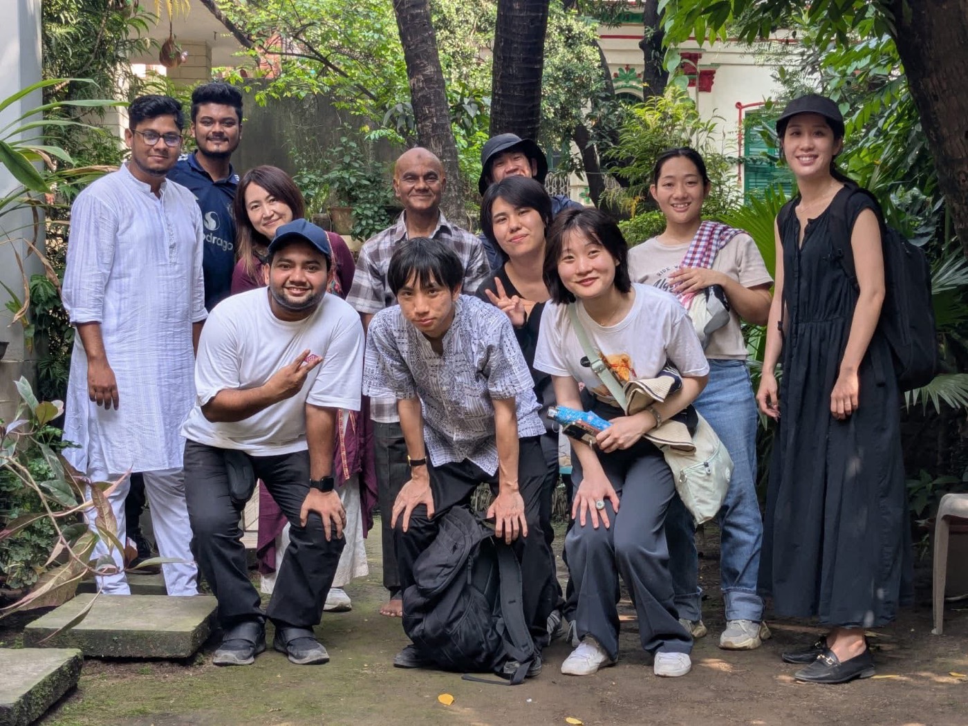 Group photo in a garden